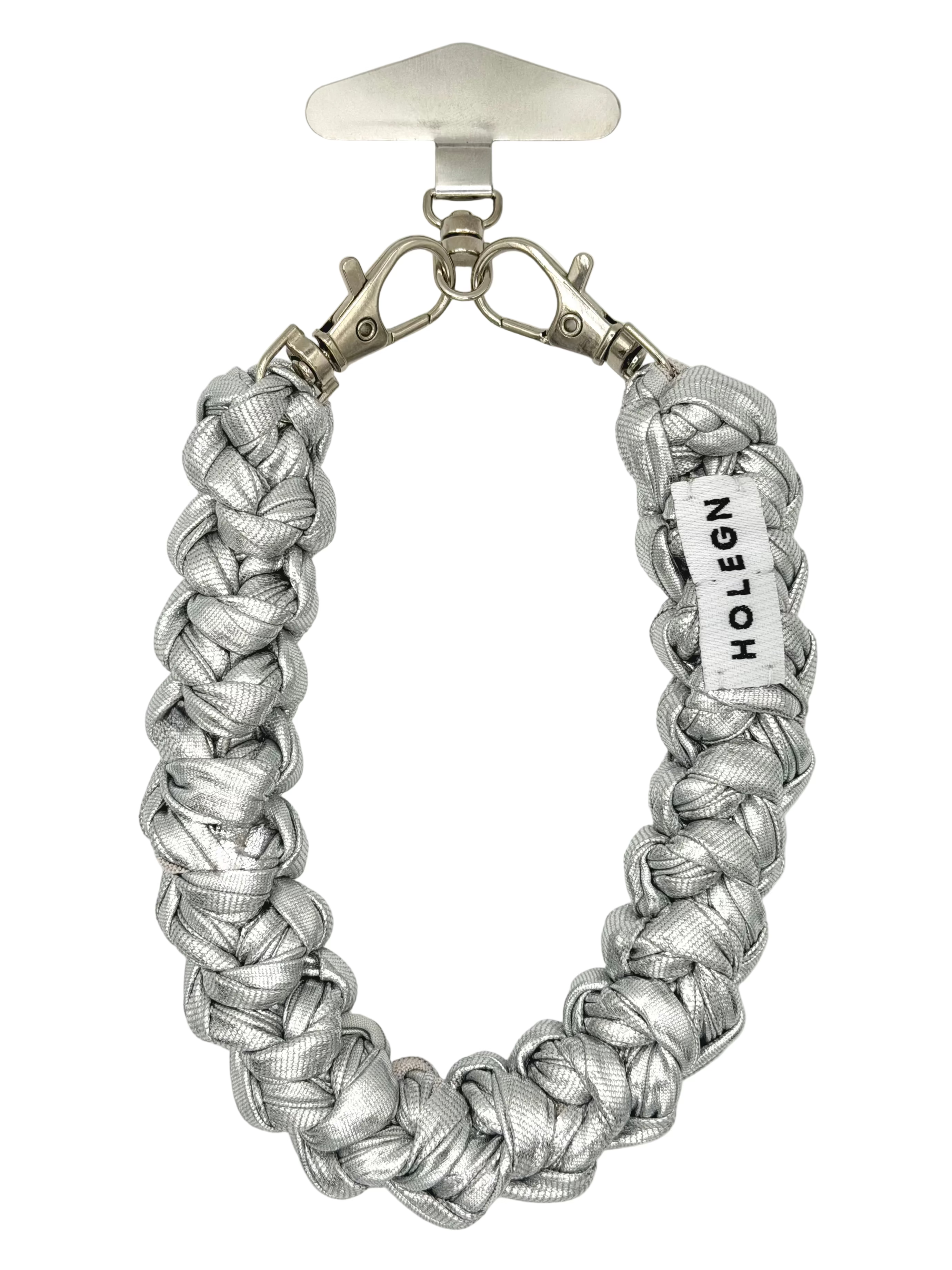 CHROME SILVER CROCHET PHONE STRAP