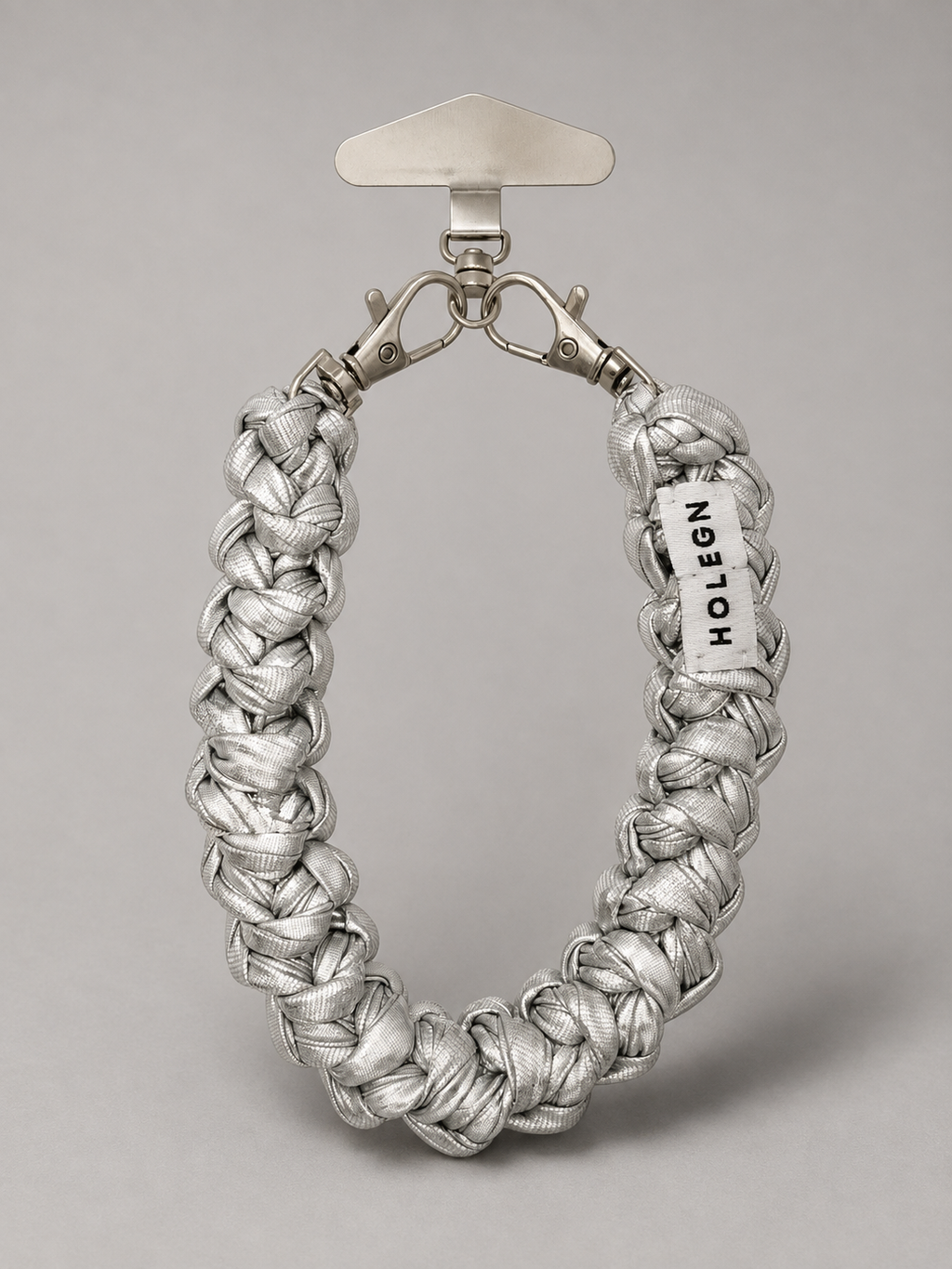 CHROME SILVER CROCHET PHONE STRAP