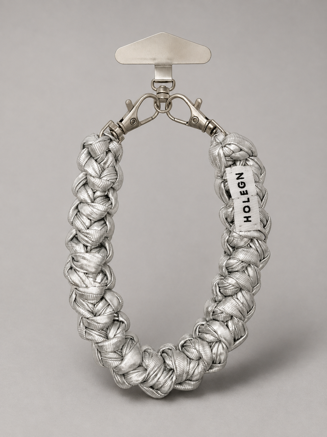 CHROME SILVER CROCHET PHONE STRAP